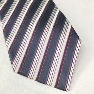 Geoffrey Beene Silk Mens Tie Gray Burgandy Stripes
